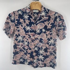 Caribbean Silk Blend‎ Pineapple Tropical Aloha Shirt Large